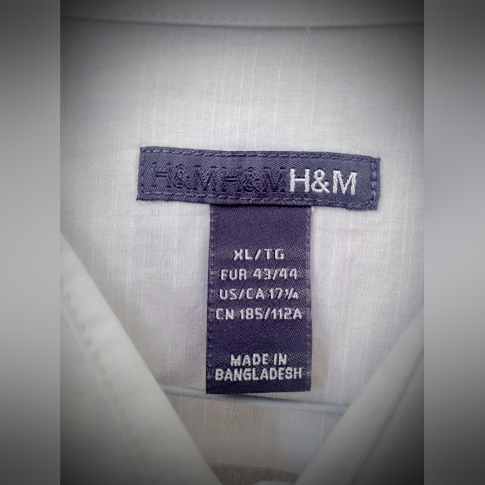 Brand New H&M Men's XL Collared White Button-Down, Light Summer Shirt NWOT - Picture 5 of 10